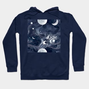 Swirls of lunar dust in varying shades of silver and opalescent white Hoodie